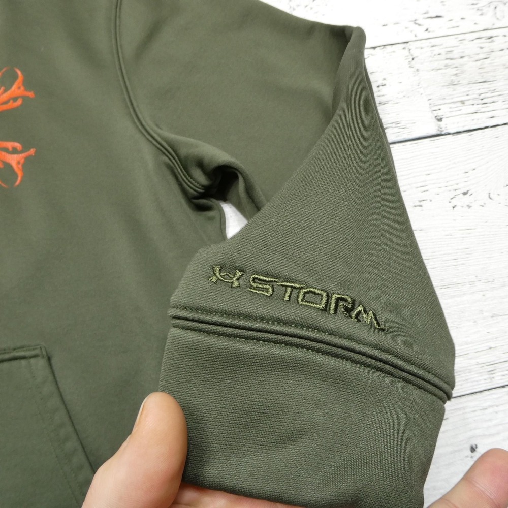Under Armour Hoodie Mens Medium Green Storm Antler Logo Hunting Sweatshirt - Picture 3 of 7